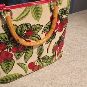 Vintage Cherry Purse with Bamboo Handles